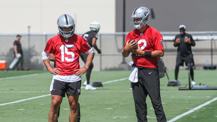 Las Vegas Raiders QBs Aidan O'Connell, and Gardner Minshew Las Vegas Raiders QBs Aidan O'Connell, and Gardner Minshew