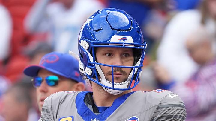 Sep 27, 2026; Orchard Park, New York, USA;  Buffalo Bills quarterback Josh Allen (17) warms up before the game against the Los Angeles Chargers at New Highmark Stadium. Mandatory Credit: Gregory Fisher-Imagn Images