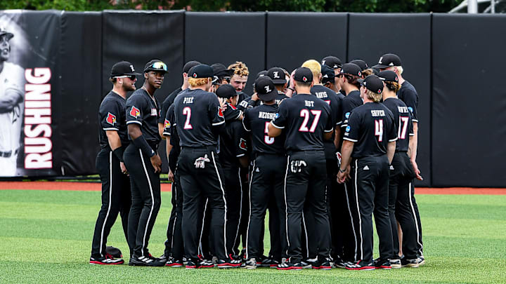 Louisville baseball players vs. Miami in the 2025 Louisville Super Regional