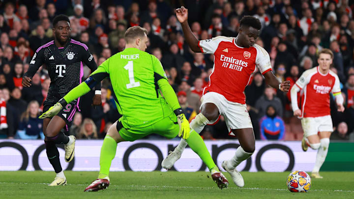 Bukayo Saka felt he should've had a penalty late on against Bayern Munich