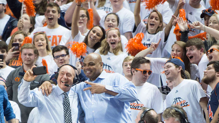 ESPN's Dick Vitale and former Auburn basketball player Charles Barkley at Auburn Arena in Auburn, Ala., on Saturday, Jan. 19, 2019. Kentucky leads Auburn 35-27 at halftime. 

Jc Mbbak 10