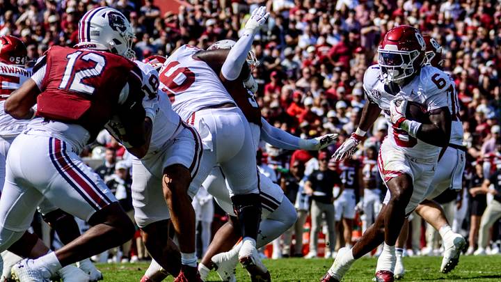 Oklahoma running back Tory Blaylock carries the ball in the Sooners' victory over South Carolina. Oklahoma running back Tory Blaylock carries the ball in the Sooners' victory over South Carolina.