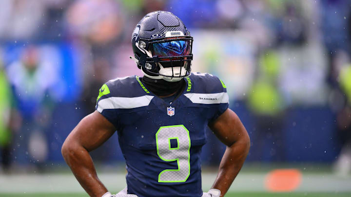 Dec 22, 2024; Seattle, Washington, USA; Seattle Seahawks running back Kenneth Walker III (9) during warmups before the game against the Minnesota Vikings at Lumen Field. Dec 22, 2024; Seattle, Washington, USA; Seattle Seahawks running back Kenneth Walker III (9) during warmups before the game against the Minnesota Vikings at Lumen Field.