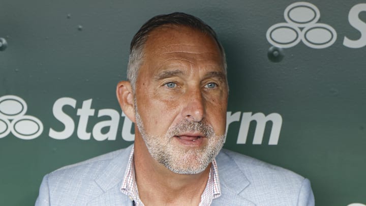Jul 4, 2025; Chicago, Illinois, USA; St. Louis Cardinals president of baseball operations John Mozeliak speaks before a baseball game against the Chicago Cubs at Wrigley Field. Mandatory Credit: Kamil Krzaczynski-Imagn Images Jul 4, 2025; Chicago, Illinois, USA; St. Louis Cardinals president of baseball operations John Mozeliak speaks before a baseball game against the Chicago Cubs at Wrigley Field. Mandatory Credit: Kamil Krzaczynski-Imagn Images