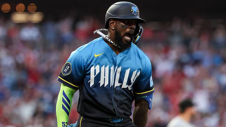 Jun 5, 2026; Philadelphia, Pennsylvania, USA; Philadelphia Phillies right fielder Adolis Garcia (53) reacts after hitting a home run during the fourth inning against the Chicago White Sox at Citizens Bank Park. Jun 5, 2026; Philadelphia, Pennsylvania, USA; Philadelphia Phillies right fielder Adolis Garcia (53) reacts after hitting a home run during the fourth inning against the Chicago White Sox at Citizens Bank Park.