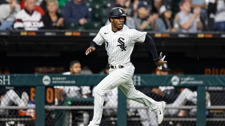 Sep 16, 2023; Chicago, Illinois, USA; Chicago White Sox shortstop Tim Anderson (7) runs to score against the Minnesota Twins during the seventh inning at Guaranteed Rate Field. Mandatory Credit: Kamil Krzaczynski-USA TODAY Sports