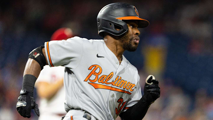 Sep 22, 2021; Philadelphia, Pennsylvania, USA; Baltimore Orioles center fielder Cedric Mullins (31) runs the bases after hitting a triple against the Philadelphia Phillies during the third inning at Citizens Bank Park.
