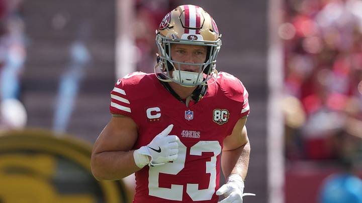 San Francisco 49ers running back Christian McCaffrey (23) before the game against the Arizona Cardinals at Levi's Stadium. Mandatory Credit: Darren Yamashita-Imagn Images San Francisco 49ers running back Christian McCaffrey (23) before the game against the Arizona Cardinals at Levi's Stadium. Mandatory Credit: Darren Yamashita-Imagn Images