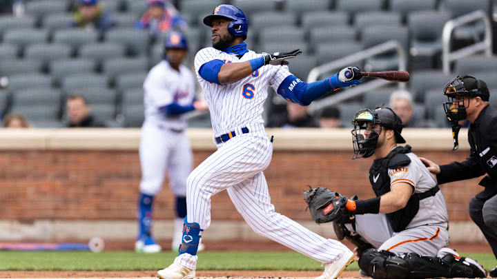San Francisco Giants v New York Mets - Marte Ripping a Single