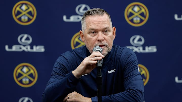 Denver Nuggets head coach Michael Malone during Denver Nuggets Media Day. Denver Nuggets head coach Michael Malone during Denver Nuggets Media Day.