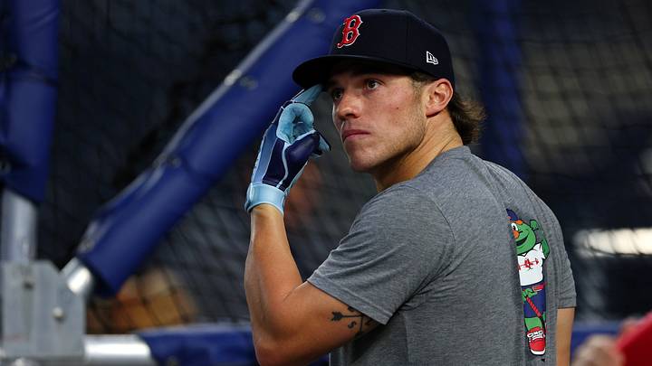 Sep 30, 2026; Bronx, New York, USA; Boston Red Sox outfielder Nate Eaton (18) warms up before game two of the Wildcard round against the New York Yankees for the 2026 MLB Playoffs at Yankee Stadium. Mandatory Credit: Vincent Carchietta-Imagn Images Sep 30, 2026; Bronx, New York, USA; Boston Red Sox outfielder Nate Eaton (18) warms up before game two of the Wildcard round against the New York Yankees for the 2026 MLB Playoffs at Yankee Stadium. Mandatory Credit: Vincent Carchietta-Imagn Images