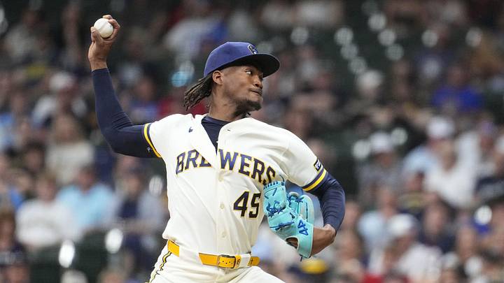 May 26, 2026; Milwaukee, Wisconsin, USA; Milwaukee Brewers pitcher Abner Uribe (45) delivers a pitch against the St. Louis Cardinals in the eighth inning at American Family Field. Mandatory Credit: Michael McLoone-Imagn Images May 26, 2026; Milwaukee, Wisconsin, USA; Milwaukee Brewers pitcher Abner Uribe (45) delivers a pitch against the St. Louis Cardinals in the eighth inning at American Family Field. Mandatory Credit: Michael McLoone-Imagn Images