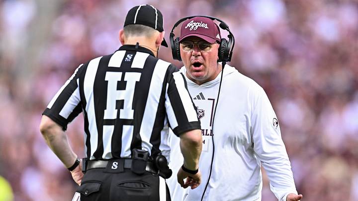 Texas A&M Aggies head coach Mike Elko reacts during the first quarter against the Missouri State Bears at Kyle Field. 