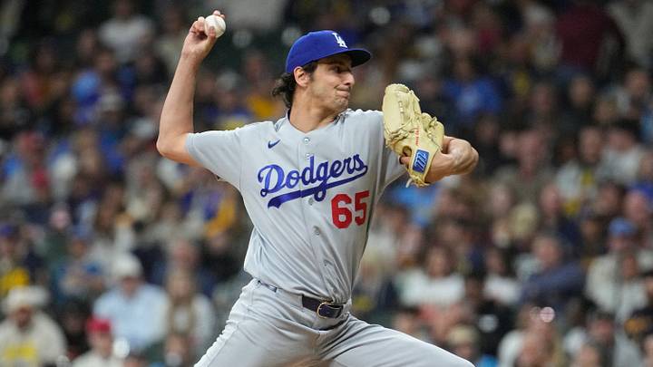 May 22, 2026; Milwaukee, Wisconsin, USA; Los Angeles Dodgers pitcher Paul Gervase (65) delivers a pitch against the Milwaukee Brewers in the sixth inning at American Family Field. Mandatory Credit: Michael McLoone-Imagn Images May 22, 2026; Milwaukee, Wisconsin, USA; Los Angeles Dodgers pitcher Paul Gervase (65) delivers a pitch against the Milwaukee Brewers in the sixth inning at American Family Field. Mandatory Credit: Michael McLoone-Imagn Images