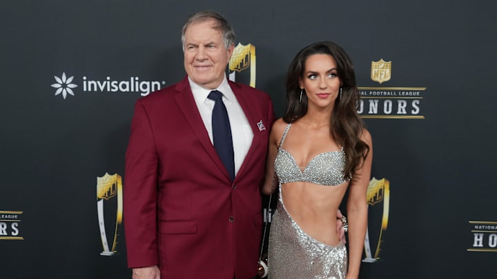 Bill Belichick and Jordon Hudson on the red carpet before Super Bowl LIX NFL Honors at Saenger Theatre. Bill Belichick and Jordon Hudson on the red carpet before Super Bowl LIX NFL Honors at Saenger Theatre.