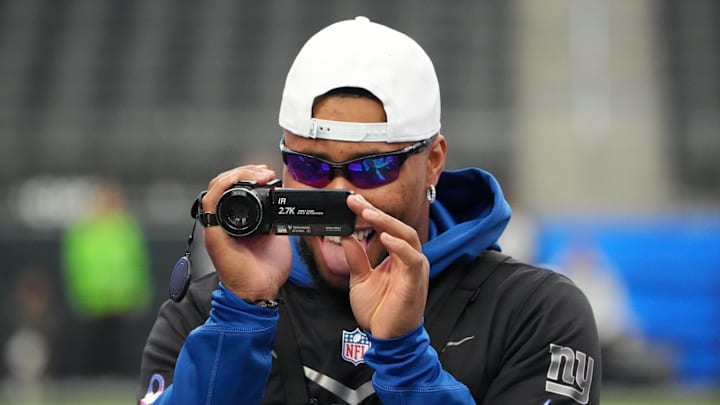 Feb 4, 2023; Paradise, NV, USA; NFC running back Saquon Barkley of the New York Giants (26) during
