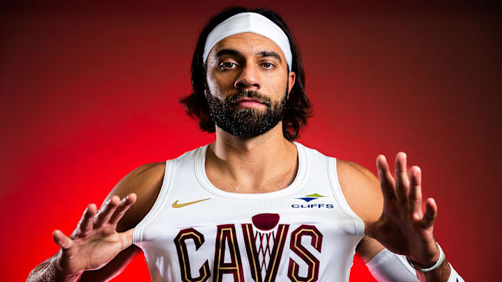 Sep 29, 2025; Cleveland, OH, USA;  Cleveland Cavaliers guard Max Strus (1) during media day at Rocket Arena. Mandatory Credit: Ken Blaze-Imagn Images