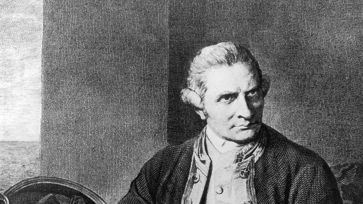 Hacia 1770: el explorador inglés y miembro de la Royal Society, el capitán James Cook (1728-1779).