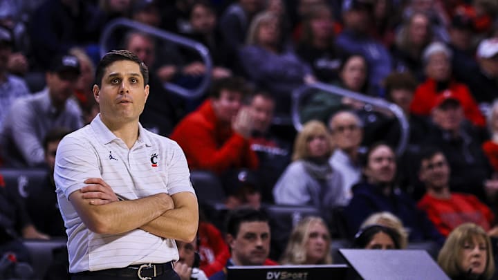 Dec 29, 2025; Cincinnati, Ohio, USA; Cincinnati Bearcats head coach Wes Miller during the first half against the Lipscomb Bisons at Fifth Third Arena. Mandatory Credit: Katie Stratman-Imagn Images