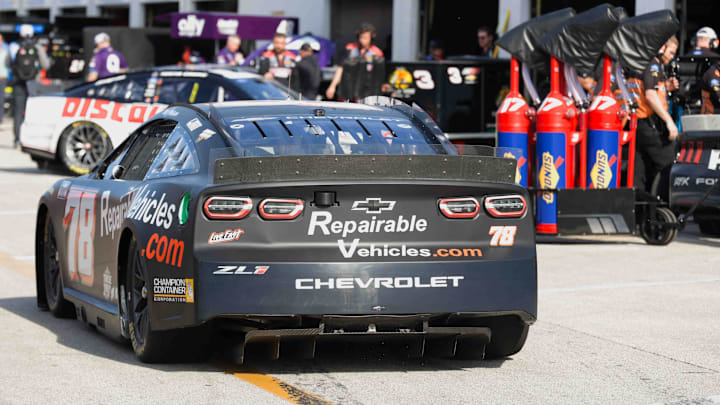 B.J. McLeod's No. 78 Live Fast Motorsports Chevrolet looked a lot less blank during Daytona 500 final practice on Saturday, February 14.