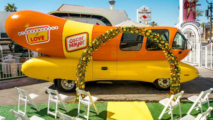 Couples can tie the knot at the "Wienermobile of Love."