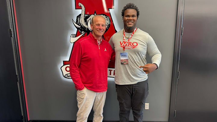 2026 4-Star OL Micah Smith alongside Alabama head coach Kalen DeBoer 2026 4-Star OL Micah Smith alongside Alabama head coach Kalen DeBoer
