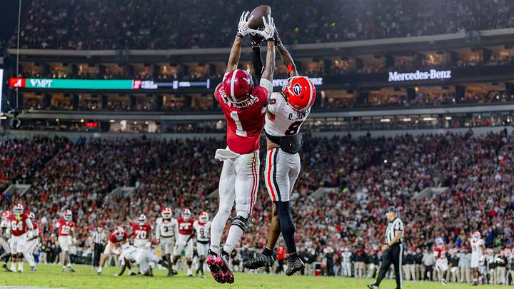 Alabama wide receiver Ryan Coleaman-Williams attempts to catch a ball in the first half of the game against Georgia on Oct 10, 2026. Alabama wide receiver Ryan Coleaman-Williams attempts to catch a ball in the first half of the game against Georgia on Oct 10, 2026.