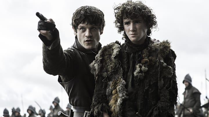 Iwan Rheon (Ramsay Bolton) and Art Parkinson (Rickon Stark) in Game of Thrones season 6 Episode 9, "Battle of the Bastards"