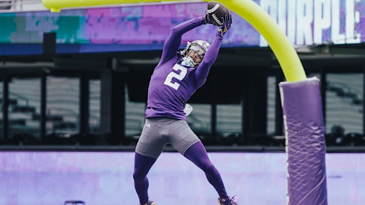 Caleb Presley shows off his athleticism in practice.