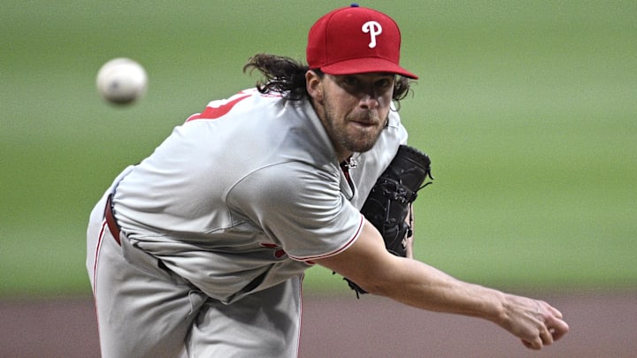 Apr 26, 2024; San Diego, California, USA; Philadelphia Phillies starting pitcher Aaron Nola (27)