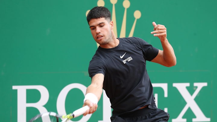 Carlos Alcaraz practiced and spoke with the media before the start of the 2025 Monte-Carlo Masters.