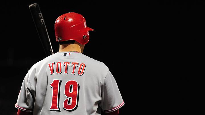 August 23, 2010; San Francisco, CA, USA; Cincinnati Reds first baseman Joey Votto (19) stands on the on-deck circle during the ninth inning against the San Francisco Giants at AT&T Park. The Giants defeated the Reds 11-2. Mandatory Credit: Kyle Terada-Imagn Images