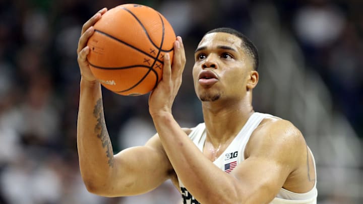 Feb 20, 2018; East Lansing, MI, USA; Michigan State Spartans guard Miles Bridges (22) shoots against