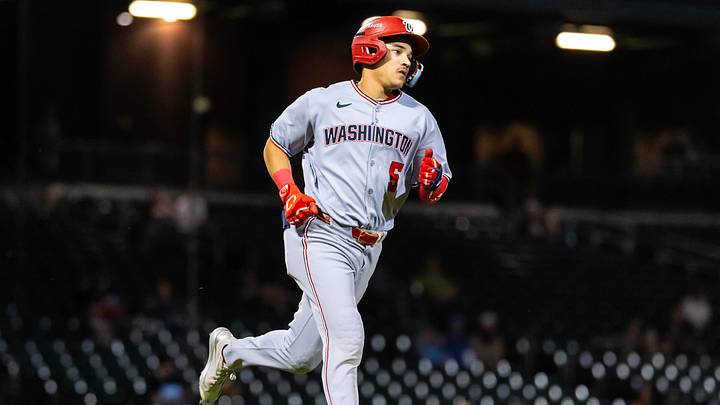 Nov 9, 2025; Mesa, AZ, USA; Washington Nationals infielder Seaver King during the Arizona Fall League Fall Stars Game at Sloan Park. Mandatory Credit: Mark J. Rebilas-Imagn Images Nov 9, 2025; Mesa, AZ, USA; Washington Nationals infielder Seaver King during the Arizona Fall League Fall Stars Game at Sloan Park. Mandatory Credit: Mark J. Rebilas-Imagn Images
