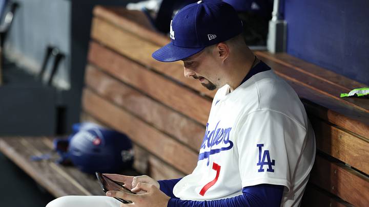 Oct 14, 2026; Los Angeles, California, USA; Los Angeles Dodgers pitcher Blake Snell (7) sits in the dugout after being relieved during the seventh inning against the Milwaukee Brewers in game three of the NLCS for the 2026 MLB Playoffs at Uniqlo Field at Dodger Stadium. Mandatory Credit: Kiyoshi Mio-Imagn Images Oct 14, 2026; Los Angeles, California, USA; Los Angeles Dodgers pitcher Blake Snell (7) sits in the dugout after being relieved during the seventh inning against the Milwaukee Brewers in game three of the NLCS for the 2026 MLB Playoffs at Uniqlo Field at Dodger Stadium. Mandatory Credit: Kiyoshi Mio-Imagn Images