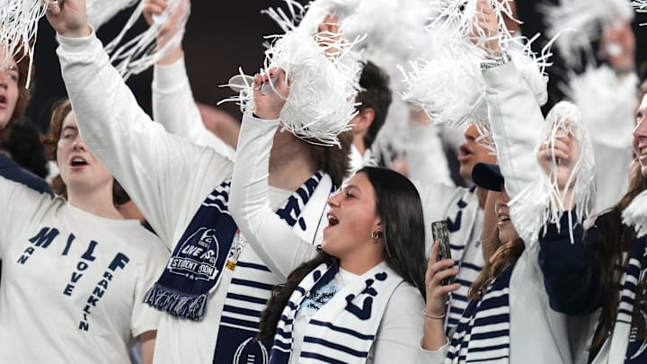 Penn State football fans cheer the Nittany Lions in the Fiesta Bowl against the Boise State Broncos. Penn State football fans cheer the Nittany Lions in the Fiesta Bowl against the Boise State Broncos.