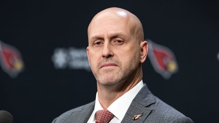 Feb 3, 2026; Tempe, AZ, USA; Arizona Cardinals general manager Monti Ossenfort at a press conference at the Cardinals training facility. Mandatory Credit: Mark J. Rebilas-Imagn Images Feb 3, 2026; Tempe, AZ, USA; Arizona Cardinals general manager Monti Ossenfort at a press conference at the Cardinals training facility. Mandatory Credit: Mark J. Rebilas-Imagn Images