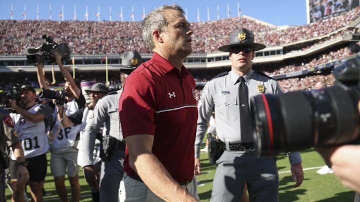 Nov 15, 2025; College Station, Texas, USA; South Carolina Gamecocks head coach Shane Beamer walks off the field after the game against the Texas A&M Aggies at Kyle Field. Mandatory Credit: Troy Taormina-Imagn Images Nov 15, 2025; College Station, Texas, USA; South Carolina Gamecocks head coach Shane Beamer walks off the field after the game against the Texas A&M Aggies at Kyle Field. Mandatory Credit: Troy Taormina-Imagn Images