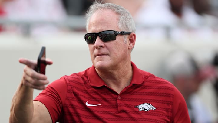 Arkansas Razorbacks athletics director Hunter Yurachek prior to the game against Arkansas-Pine Bluff at War Memorial Stadium. 