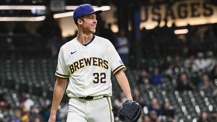 May 13, 2026; Milwaukee, Wisconsin, USA; Milwaukee Brewers starting pitcher Jacob Misiorowski (32) reacts after retiring the side in the fourth inning against the San Diego Padres at American Family Field. Mandatory Credit: Benny Sieu-Imagn Images May 13, 2026; Milwaukee, Wisconsin, USA; Milwaukee Brewers starting pitcher Jacob Misiorowski (32) reacts after retiring the side in the fourth inning against the San Diego Padres at American Family Field. Mandatory Credit: Benny Sieu-Imagn Images