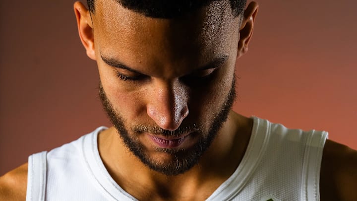 Sep 30, 2024; Cleveland, OH, USA;  Cleveland Cavaliers forward Pete Nance (8) poses for a photo during media day at Rocket Mortgage FieldHouse. Mandatory Credit: Ken Blaze-Imagn Images
