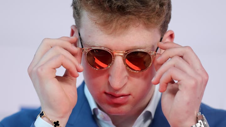 Jun 25, 2025; Brooklyn, NY, USA; Danny Wolf arrives before the first round of the 2025 NBA Draft at Barclays Center. Mandatory Credit: Brad Penner-Imagn Images