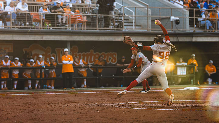 Nebraska pitcher Jordy Bahl delivers against Tennessee in the first game of the Knoxville Super Regional. Nebraska pitcher Jordy Bahl delivers against Tennessee in the first game of the Knoxville Super Regional.