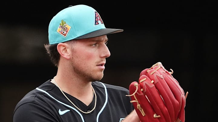 Arizona Diamondbacks pitcher Brandon Pfaadt (32) during spring training workouts at Salt River Fields on Feb. 13, 2026, in Scottsdale.