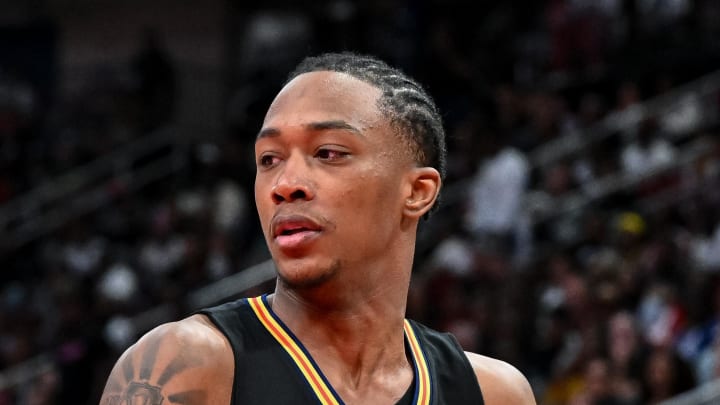 Mar 28, 2023; Houston, TX, USA; McDonald's All American West forward Ron Holland (1) during the Mar 28, 2023; Houston, TX, USA; McDonald's All American West forward Ron Holland (1) during the