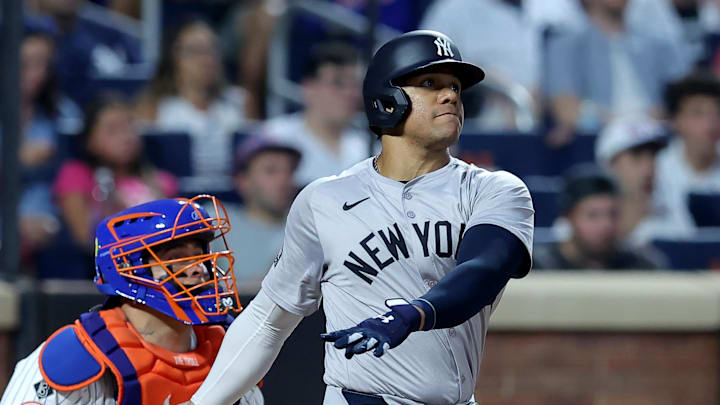 Soto bats at Citi Field against the Mets during the 2024 season