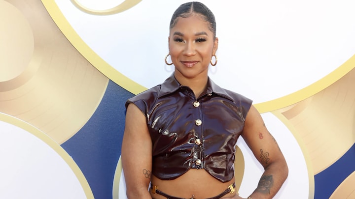 Olympic champion Jordan Chiles on the Gold Meets Golden 10th Anniversary Year Event red carpet. 