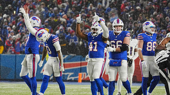 The Bills turn and celebrate. The Bills turn and celebrate.