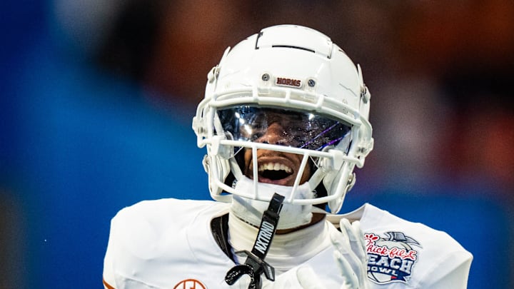 Matthew Golden celebrates a gain in the first quarter as the Texas Longhorns play the Arizona State Sun Devils. Matthew Golden celebrates a gain in the first quarter as the Texas Longhorns play the Arizona State Sun Devils.