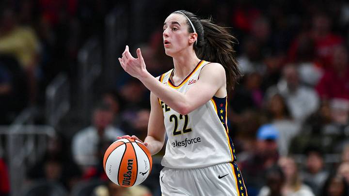 Caitlin Clark directs a teammate during an Indiana Fever game. Caitlin Clark directs a teammate during an Indiana Fever game.